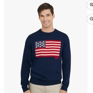 CHAPS Mens American Flag Navy Blue Sweater Patriotic Americana Size Medium
